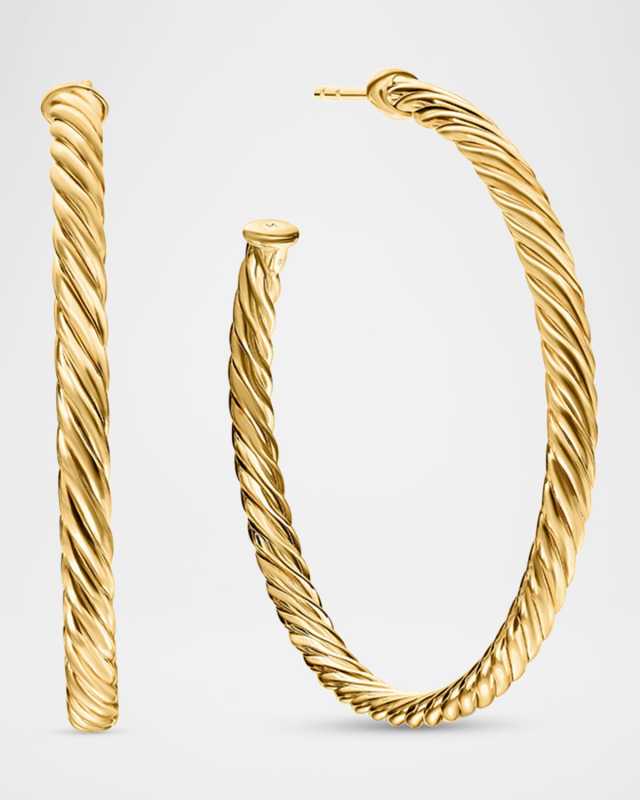 18k Cablespira Hoop Earrings, 1.5"